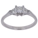 Platinum 0.65ct Princess and Trilliant Cut Diamond Trilogy Ring