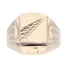 14ct Yellow Gold Patterned and Plain Signet Ring