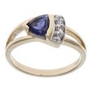 9ct Yellow Gold Lolite and Cubic Zirconia Ring