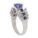 9ct White Gold 0.70ct Marquise Cut Diamond, Sapphire and Tanzanite Ring