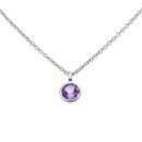 925 Sterling Silver Amethyst Solitaire Pendant And Chain 18"