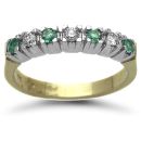 9ct Yellow Gold Diamond 0.15ct & Emerald Half Eternity Ring
