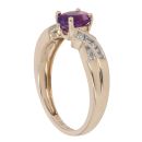 9ct Yellow Gold 0.13ct Diamond And Created Amethyst Ring