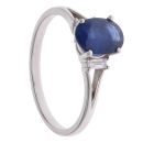 18ct White Gold 0.11ct Diamond and Sapphire Single Stone Ring