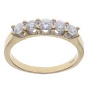 18ct Yellow Gold 0.75ct Brilliant Cut Diamond Five Stone Ring