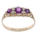 9ct Yellow Gold Cubic Zirconia and Amethyst Fancy Ring