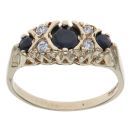 9ct Yellow Gold Sapphire and Cubic Zirconia Cluster Ring