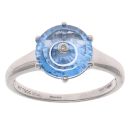 9ct White Gold 0.01ct Diamond and Blue Gemstone Fancy Ring