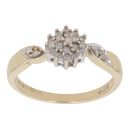 9ct Yellow Gold 0.25ct Brilliant Cut Diamond Cluster Ring