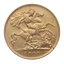1908 Edward VII Large Head UK Half Sovereign Coin