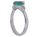 9ct White Gold 0.02ct Diamond and Emerald Single Stone Ring