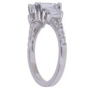 9ct White Gold 1.80ct Emerald and Brilliant Cut Lab Grown Diamond Trilogy Ring