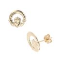 9ct Yellow Gold Claddagh Stud Earrings