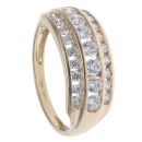 14ct Yellow Gold Cubic Zirconia Three Row Signet Ring