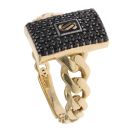14ct Yellow Gold Monaco Classic Black Pave Signet Ring