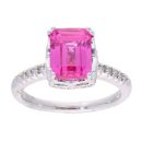 9ct White Gold Pink Sapphire and Diamond Rectangular Dress Ring
