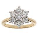 18ct Yellow Gold 0.90ct Brilliant Cut Diamond Cluster Ring