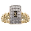 14ct Yellow Gold Monaco Classic Plain Baguette Link Signet Ring