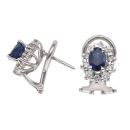 18ct White Gold 0.40ct Brilliant Cut Diamond and Sapphire Cluster Earrings