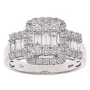 18ct White Gold 1.00ct Brilliant and Baguette Cut Diamond Cluster Ring