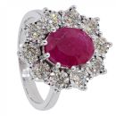 9ct White Gold 1.00ct Diamond And Ruby Cluster Ring