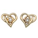 9ct Yellow Gold Clogau 0.05ct Diamond Heart Earrings
