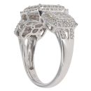 18ct White Gold 1.00ct Princess and Brilliant Cut Diamond Triple Cluster Ring