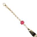 Children's 14ct Yellow Gold Pink Enamel Flower ID Bracelet 6"