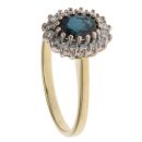 18ct Yellow Gold 0.15ct Brilliant Cut Diamond and Sapphire Cluster Ring