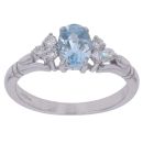 18ct White Gold 0.15ct Diamond and Aquamarine Ring