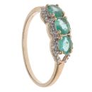 9ct Yellow Gold 0.05ct Diamond and Emerald Triple Cluster Ring