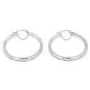 Silver Large Cubic Zirconia 34mm Hoop Earrings by Icesia