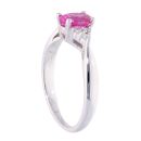 9ct White Gold Pink Sapphire and Diamond Oval Ring