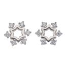 Silver Cubic Zirconia Snowflake Stud Earrings by Icesia