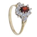 9ct Yellow Gold Cubic Zirconia and Garnet Cluster Ring