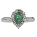 9ct White Gold 0.37ct Diamond And Emerald Ring