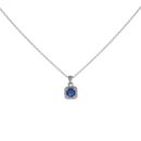 Silver Cubic Zirconia And Blue Gemstone Square Pendant And 18" Chain by Icesia