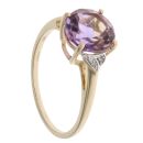 9ct Yellow Gold 0.05ct Diamond And Amethyst Ring