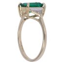 9ct Yellow Gold 0.01ct Diamond and Created Emerald Ring