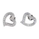 Silver Cubic Zirconia Heart Stud Earrings by Icesia
