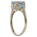 9ct Yellow Gold Blue Topaz Three Stone Ring