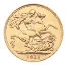 1911 George V Large Head UK Full Sovereign Coin