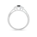 9ct White Gold Natural Black Sapphire And Lab Grown Diamond Ring