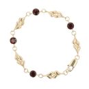 9ct Yellow Gold Garnet Heart Bracelet 7"