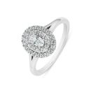 9ct White Gold 0.50ct Oval Double Halo Lab Grown Diamond Dress Ring