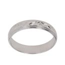 9ct White Gold Patterned Wedding Band 4mm