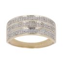 9ct Yellow 0.10ct Diamond Three Row Ring