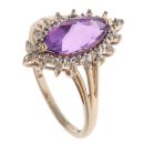 9ct Yellow Gold 0.10ct Diamond and Amethyst Cluster Ring