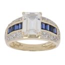 14ct Yellow Gold Sapphire and Cubic Zirconia Ring