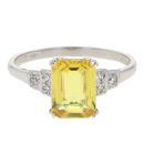 Platinum 0.12cts Diamond And Yellow Sapphire Ring
